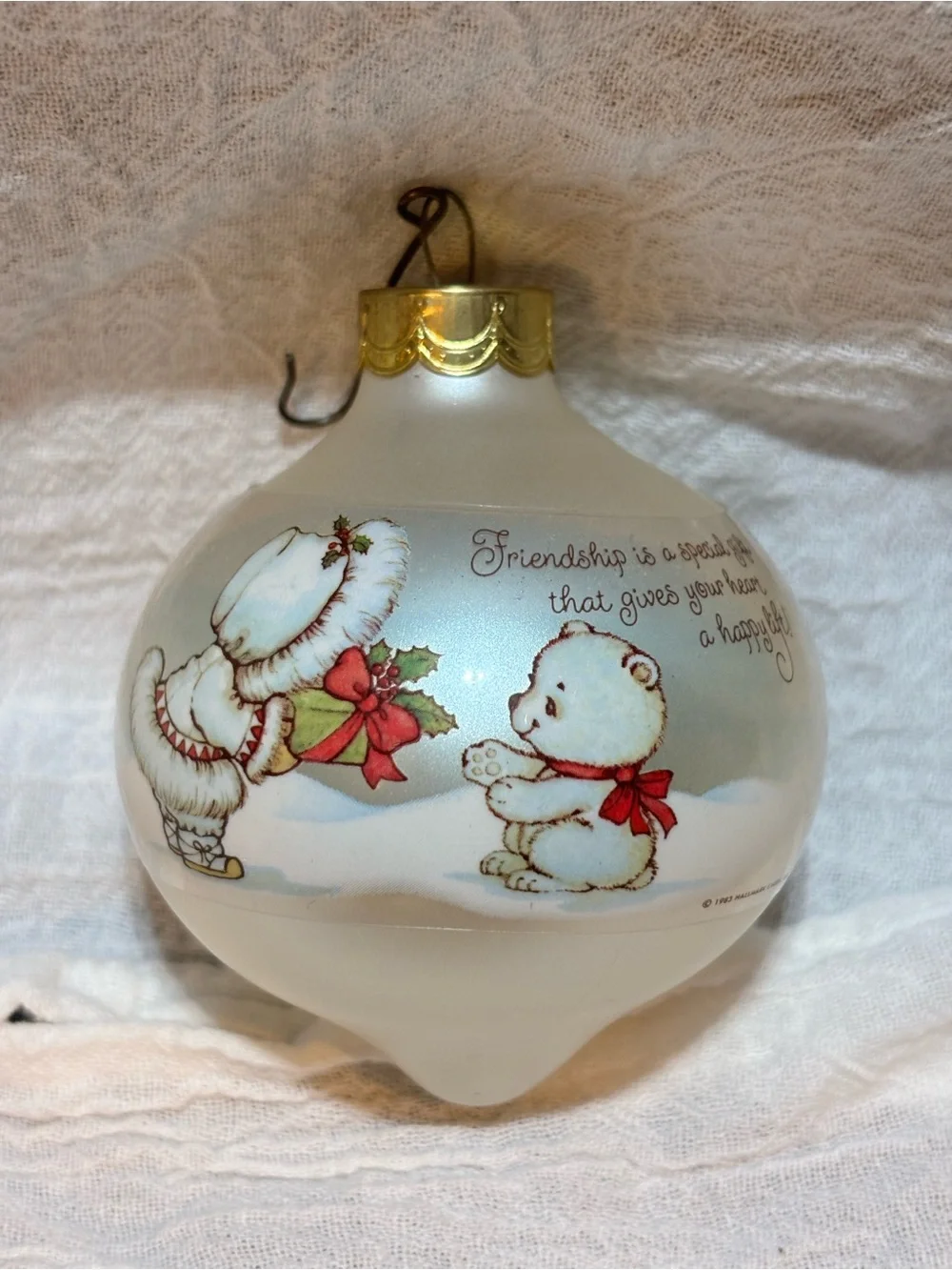 Vintage 1983 Hallmark Mary Hamilton Glass Christmas Friendship Ornament